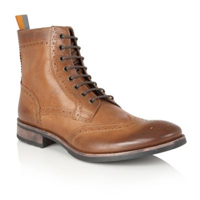 Frank Wright Tan Leather 'Cypress' mens lace up boots